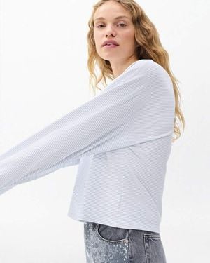 Rag & Bone Kelly Boxy Striped Long-Sleeve Tee - White
