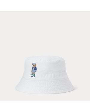 Ralph Lauren Golf Polo Bear Cotton Bucket Hat - White