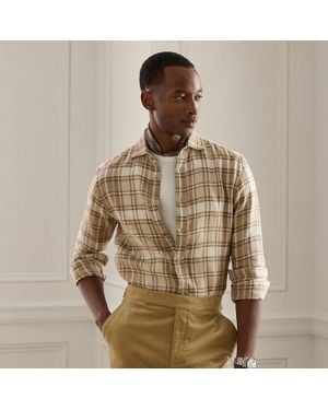 Ralph Lauren Plaid Linen-Cotton Twill Shirt - Brown