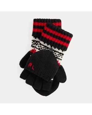 Polo Ralph Lauren Ralph Lauren Patterned Wool-Blend Convertible Gloves - Black
