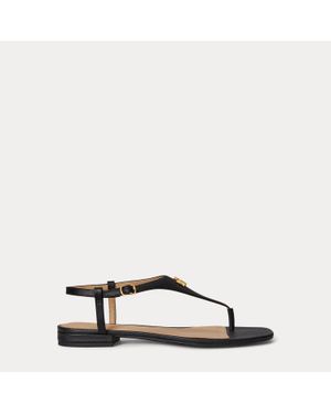 Ralph Lauren Everley Ii Crosshatch Leather Sandal - Brown