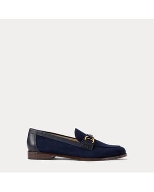 Ralph Lauren Tasha Leather-Trim Suede Loafer - Blue