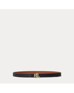Ralph Lauren Logo Reversible Leather Skinny Belt - Multicolour
