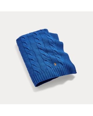 Ralph Lauren Ralph Lauren Hanley Cable-Knit Throw Blanket - Blue