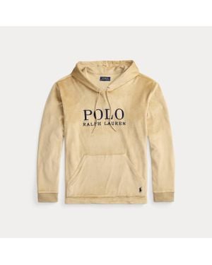Ralph Lauren Plush Velour Sleep Hoodie - Natural