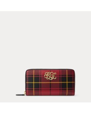 Ralph Lauren Ralph Lauren Plaid Nappa Leather Continental Wristlet - Red