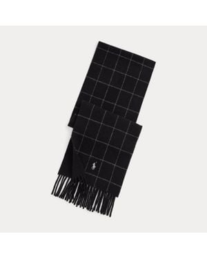 Polo Ralph Lauren Reversible Windowpane Wool-Blend Scarf - Black