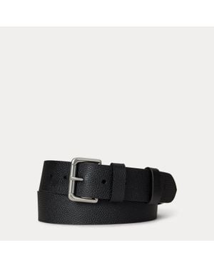Polo Ralph Lauren Pebbled Leather Roller-Buckle Belt - Black