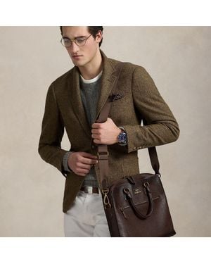 Ralph Lauren Pebbled Leather Commuter Bag - Grey