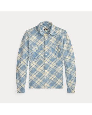 Ralph Lauren Plaid-Print Cotton-Linen Workshirt - Blue