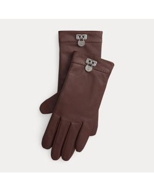 Ralph Lauren Ralph Lauren Padlock-Charm Sheepskin Tech Gloves - Brown
