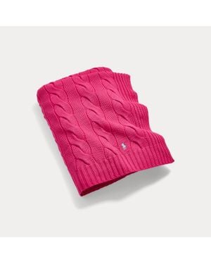 Ralph Lauren Ralph Lauren Hanley Cable-Knit Throw Blanket - Pink