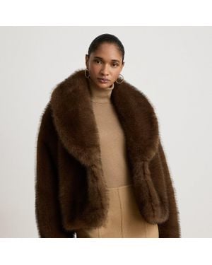 Ralph Lauren Faux-Fur Shawl-Collar Coat - Brown