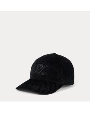 Ralph Lauren Ralph Lauren Monogram Corduroy Ball Cap - Black