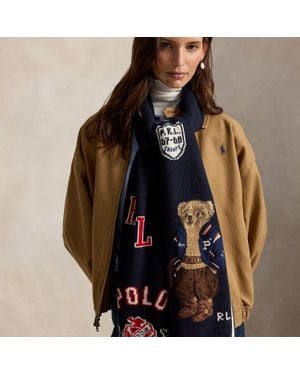 Polo Ralph Lauren Polo Bear Graphic Wool-Blend Scarf - Blue