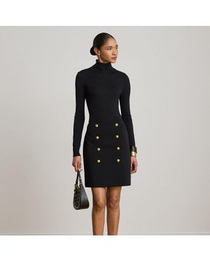 Ralph Lauren Double-Breasted Sablé Wrap Miniskirt - Black