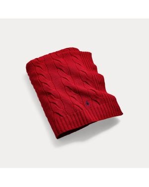 Ralph Lauren Ralph Lauren Hanley Cable-Knit Throw Blanket - Red