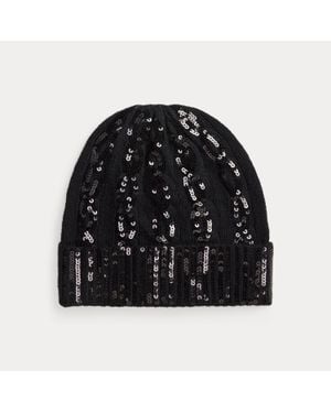 Polo Ralph Lauren Ralph Lauren Sequined Cable Wool-Cashmere Beanie - Black