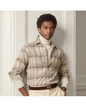 Ralph Lauren Plaid Wool-Silk-Cashmere Shirt - Brown