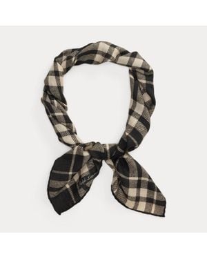 Ralph Lauren Ralph Lauren Plaid Cashmere-Silk Neckerchief - Black