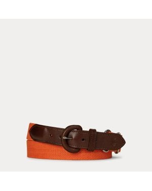Polo Ralph Lauren Webbed Cotton & Leather Belt - Brown