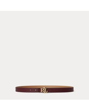 Ralph Lauren Logo Reversible Skinny Leather Belt - Multicolour