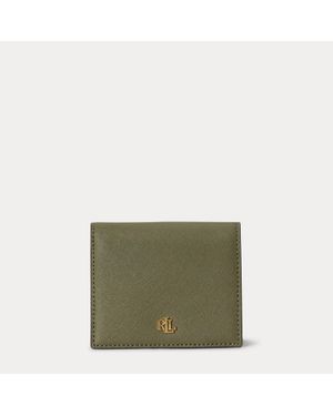 Ralph Lauren Crosshatch Leather Compact Wallet - Green
