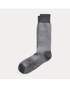 Ralph Lauren Ralph Lauren Herringbone Cashmere-Blend Dress Socks - Grey