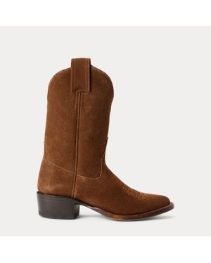 RRL Plainview Roughout Suede Boot - Brown