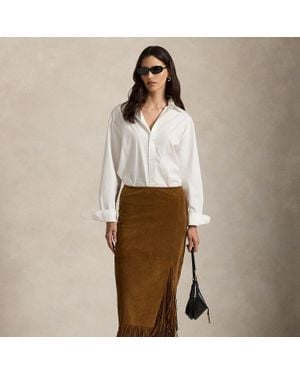 Polo Ralph Lauren Fringe Suede Skirt - Natural