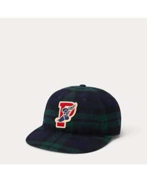 Ralph Lauren P-Wing Plaid Wool-Blend Ball Cap - Blue