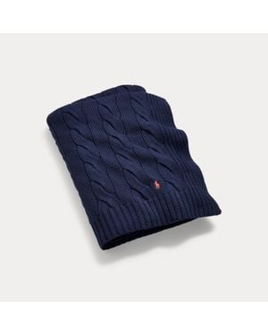 Ralph Lauren Ralph Lauren Hanley Cable-Knit Throw Blanket - Blue