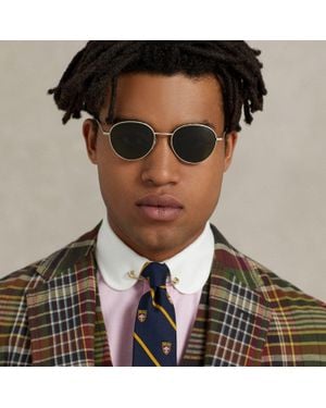 Ralph Lauren Retro Round Metal Sunglasses - Black