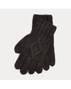 Ralph Lauren Ralph Lauren Hand-Knit Cable Cashmere Gloves - Black