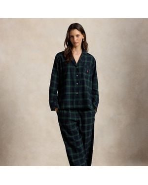 Polo Ralph Lauren Plaid Flannel Piped Pyjama Gift Set - Blue