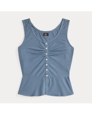 RRL Cotton-Linen Jersey Camisole - Blue
