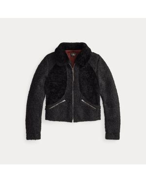 RRL Shearling-Panelled Bouclé Jacket - Black