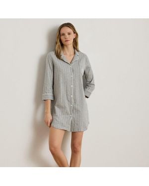 Ralph Lauren Striped Cotton Sleep Shirt - Grey