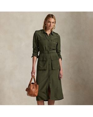 Polo Ralph Lauren Belted Faille Shirtdress - Green