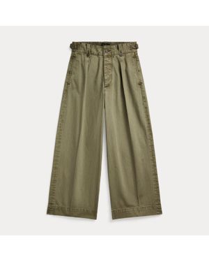RRL Cotton Cropped Wide-Leg Trouser - Green