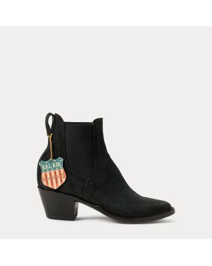 RRL Chelsea Plainview Suede Boot - Black