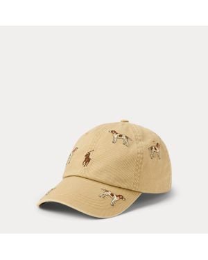 Polo Ralph Lauren Dog-Embroidered Twill Ball Cap - Natural