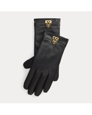 Ralph Lauren Ralph Lauren Padlock-Charm Sheepskin Tech Gloves - Black