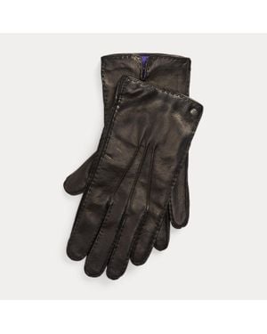 Ralph Lauren Cashmere-Lined Lambskin Gloves - Black