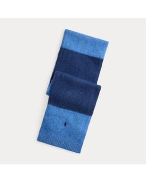 Polo Ralph Lauren Brushed Wool Striped Scarf - Blue