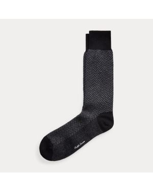 Ralph Lauren Ralph Lauren Herringbone Cashmere-Blend Dress Socks - Black