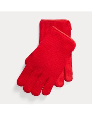 Ralph Lauren Cashmere & Lamb-Suede Gloves - Red