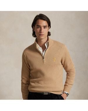 Ralph Lauren Cotton Quarter-Zip Sweater - Natural