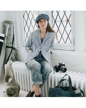 RRL Striped Twill Blazer - Grey