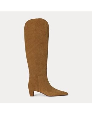 Polo Ralph Lauren Suede Pointed-Toe Tall Boot - Brown